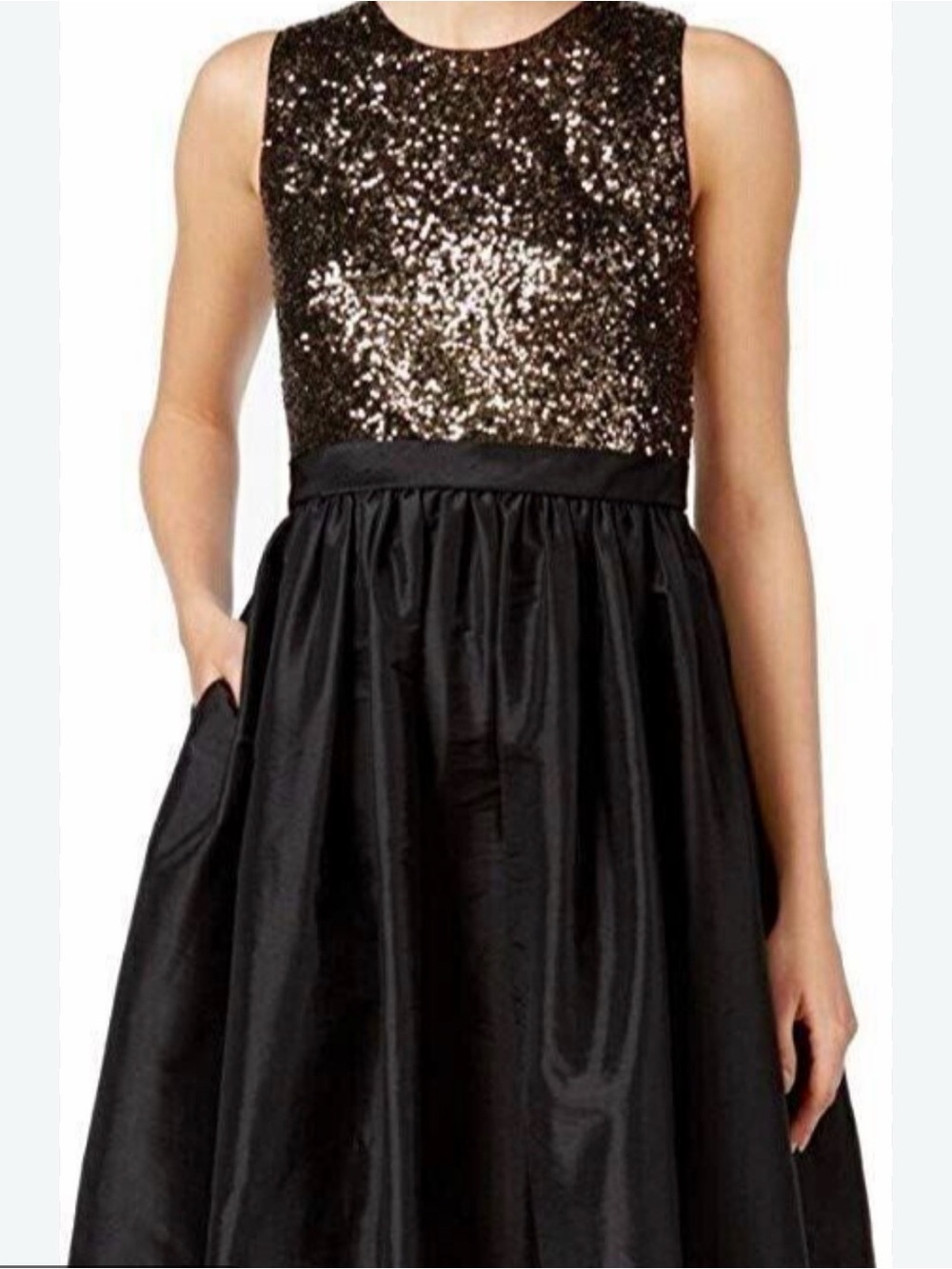 Calvin Klein black dress with Gold Sequin Bodice